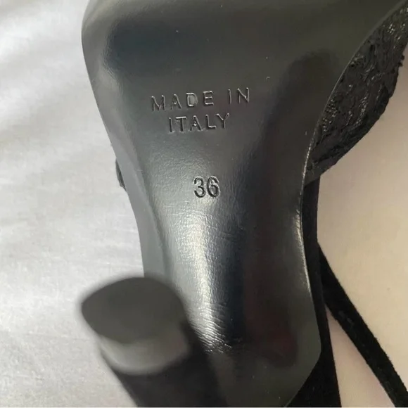 Rene Caovilla Black Lace Women's Heels - Picture 4 of 4